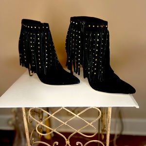 Fringe Black Booties